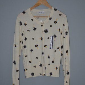 Off-white Floral Cardigan